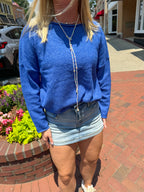 Rolled Neck Sweater - Blue