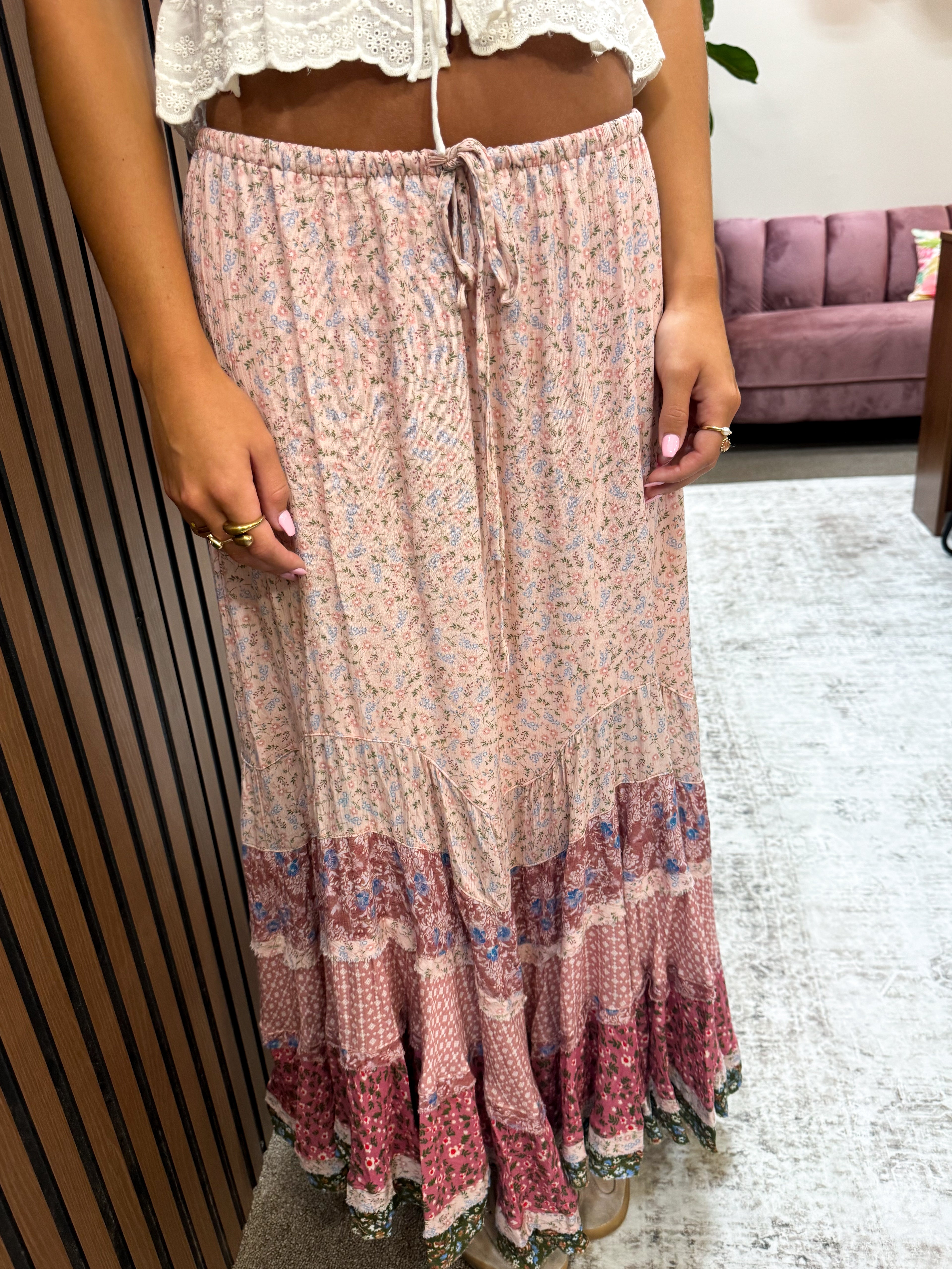 Floral Tiered Maxi Skirt