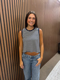 Striped Ribbed Sleeveless Top