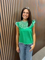 Green White Paradise Top