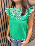 Green White Paradise Top