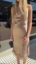 Mocha Lace Midi Dress