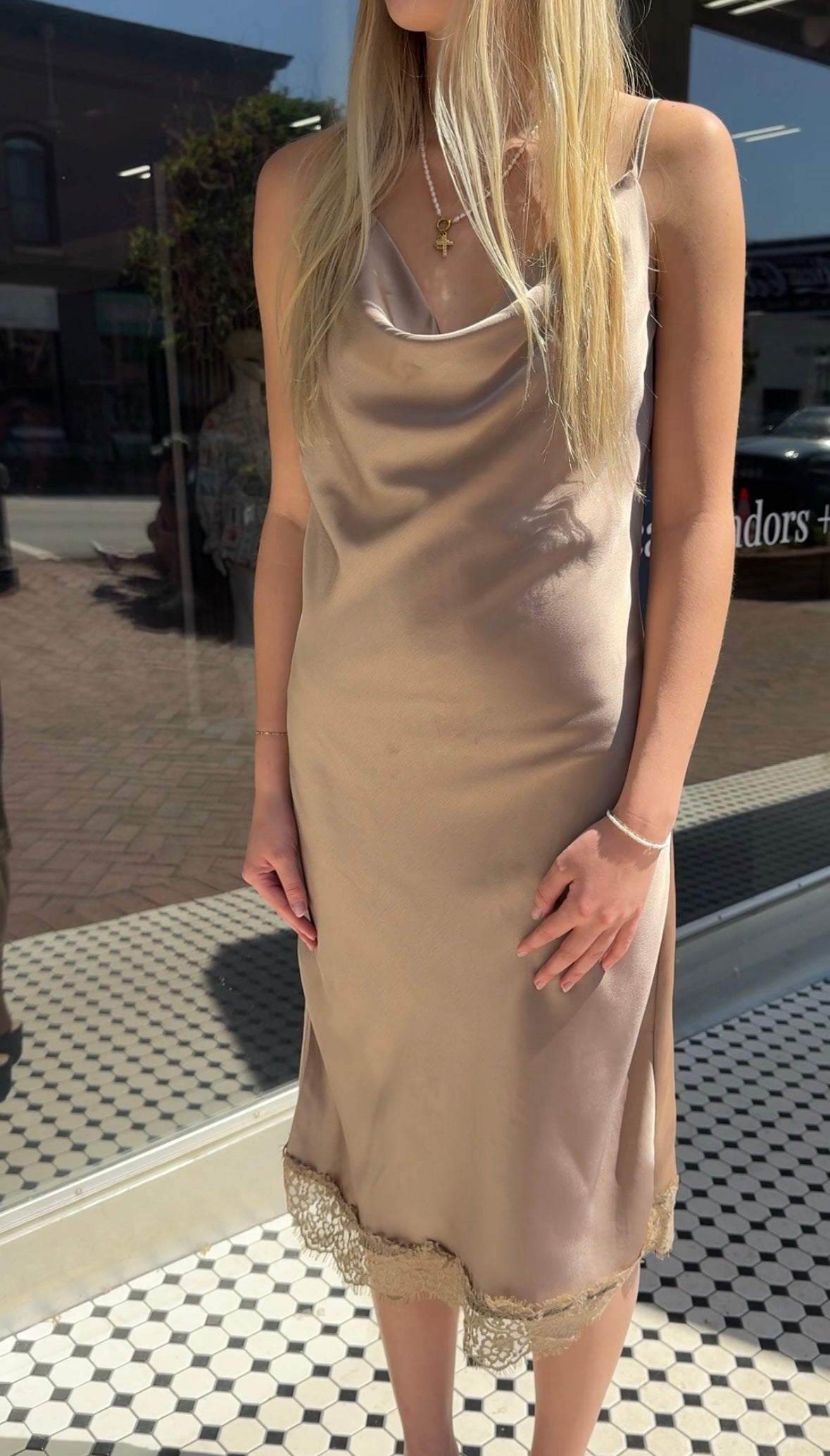 Mocha Lace Midi Dress