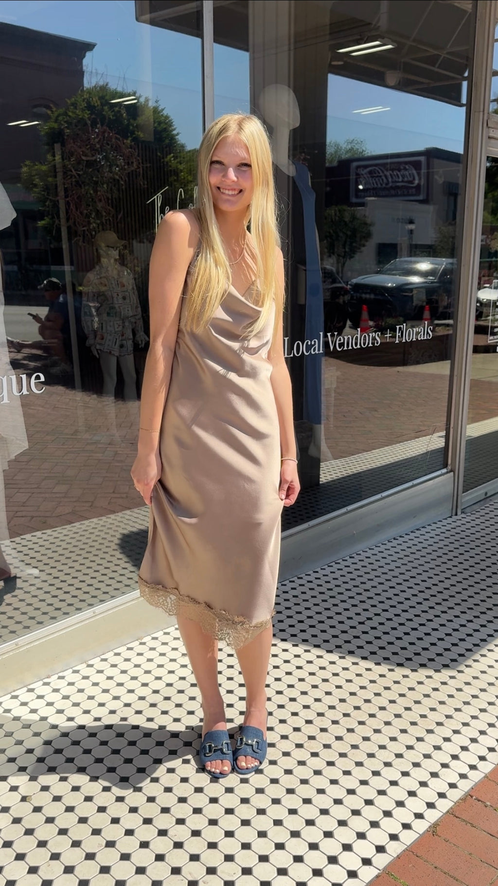 Mocha Lace Midi Dress