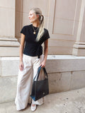 Beige Wide Leg Pants
