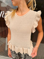 Ruffled Sweater Knit Top