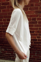 Oversized Round Neck Tee - White