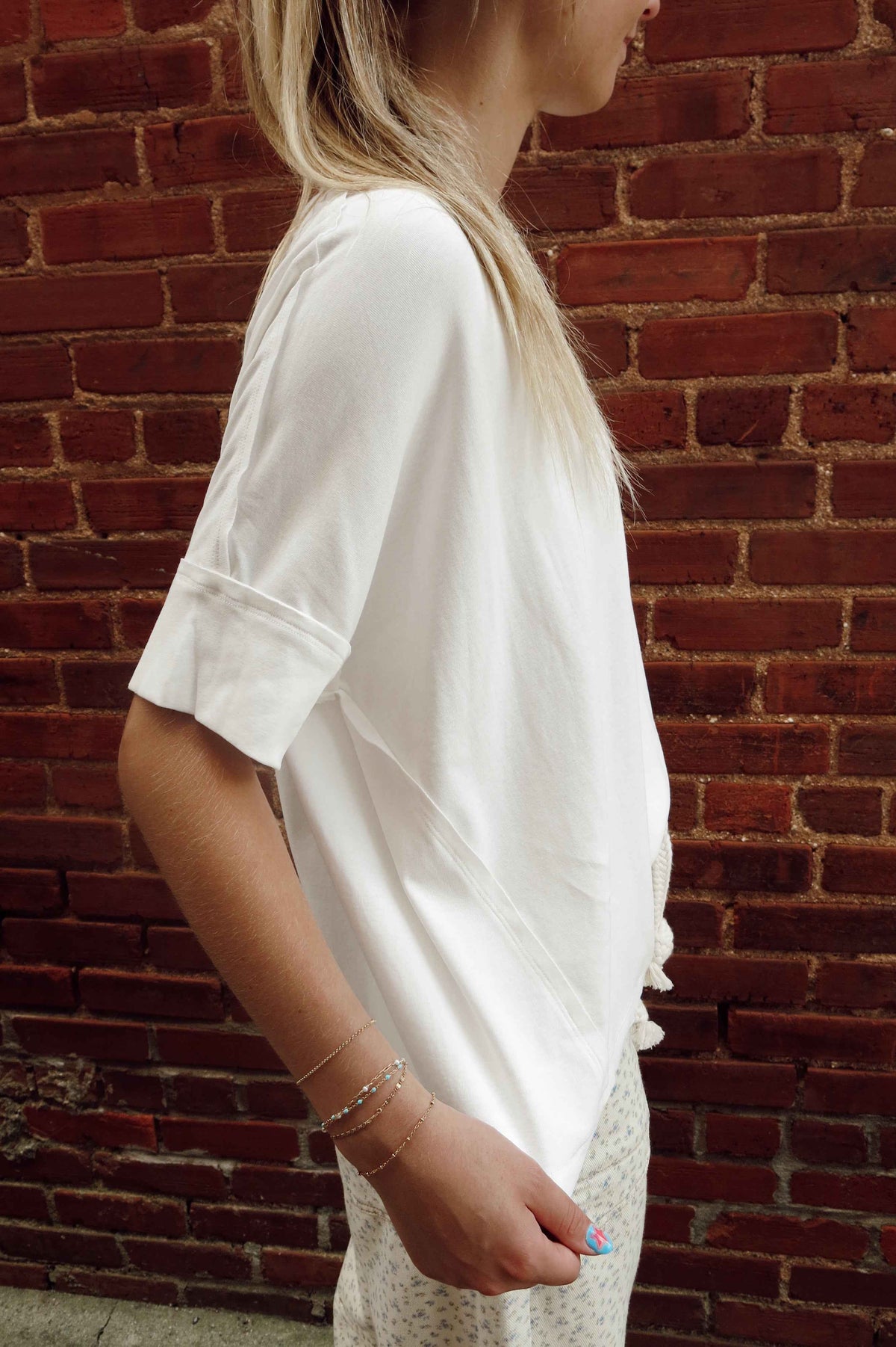 Oversized Round Neck Tee - White
