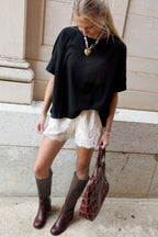 Oversized Round Neck Tee - Black