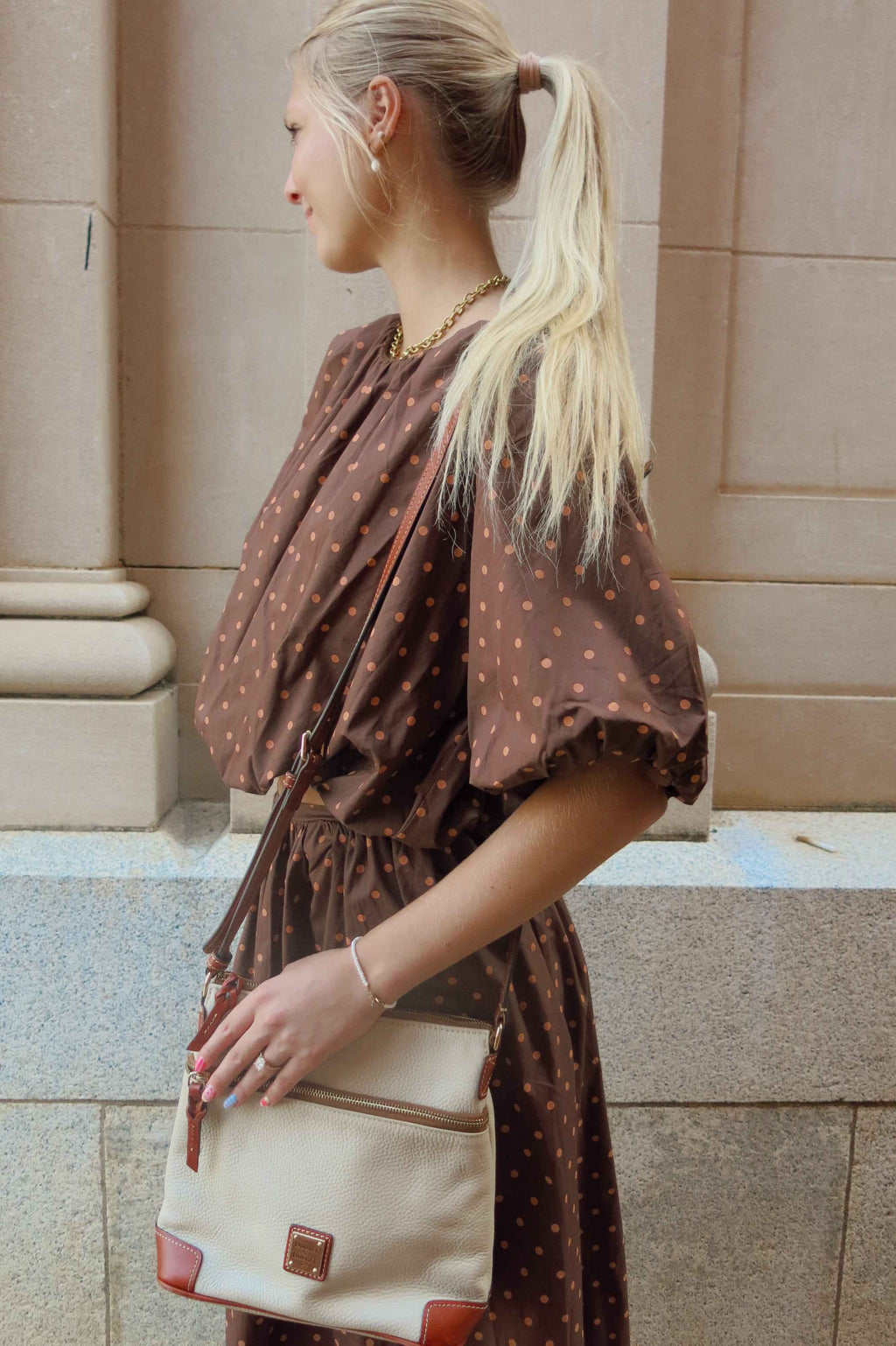 Brown Polka Dot Bubble Top
