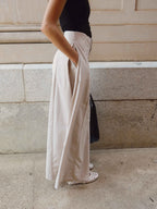 Beige Wide Leg Pants