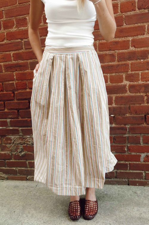 Beige Striped Skirt