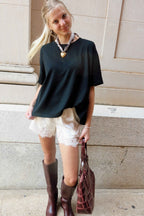 Oversized Round Neck Tee - Black