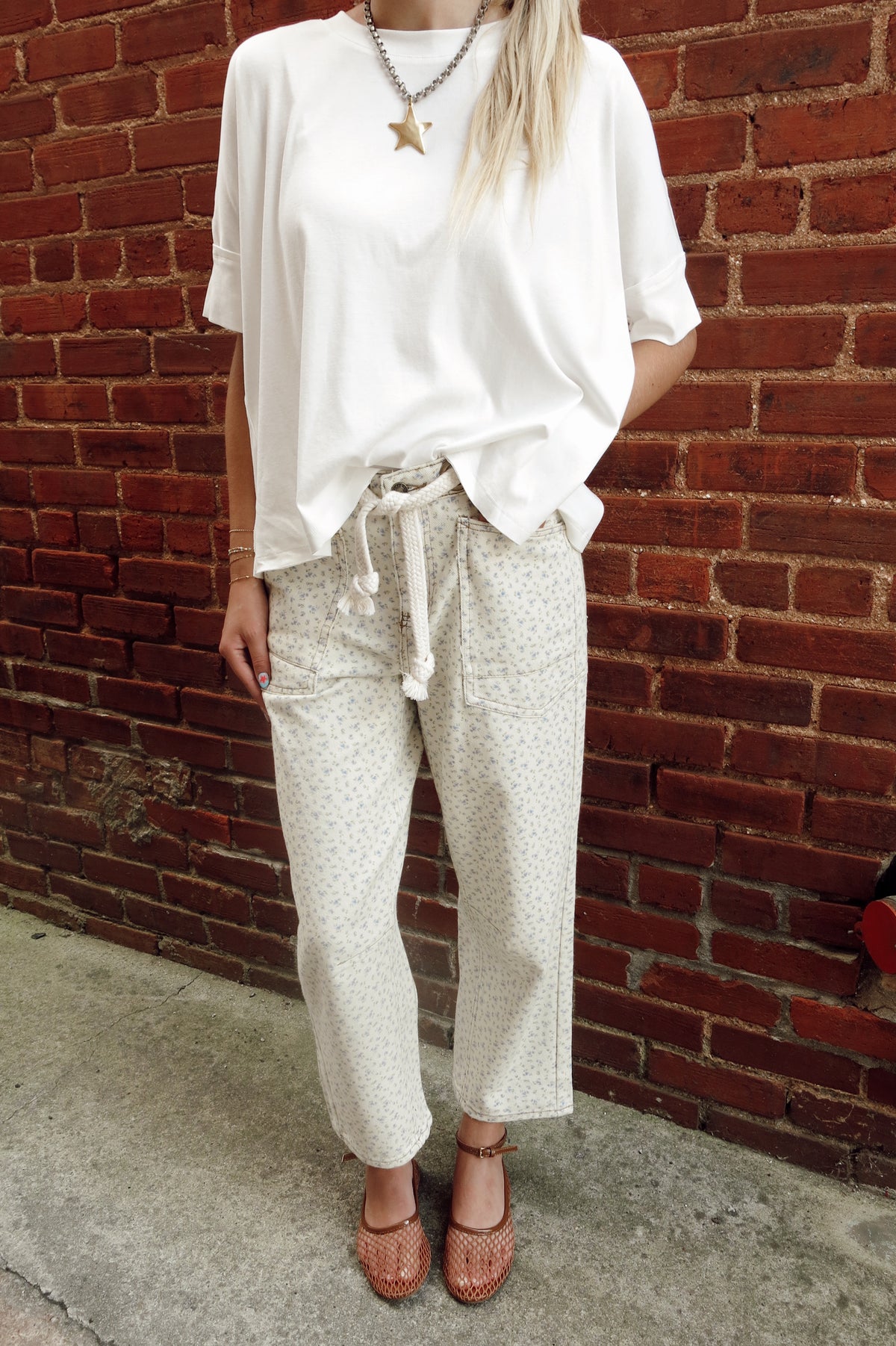 Oversized Round Neck Tee - White