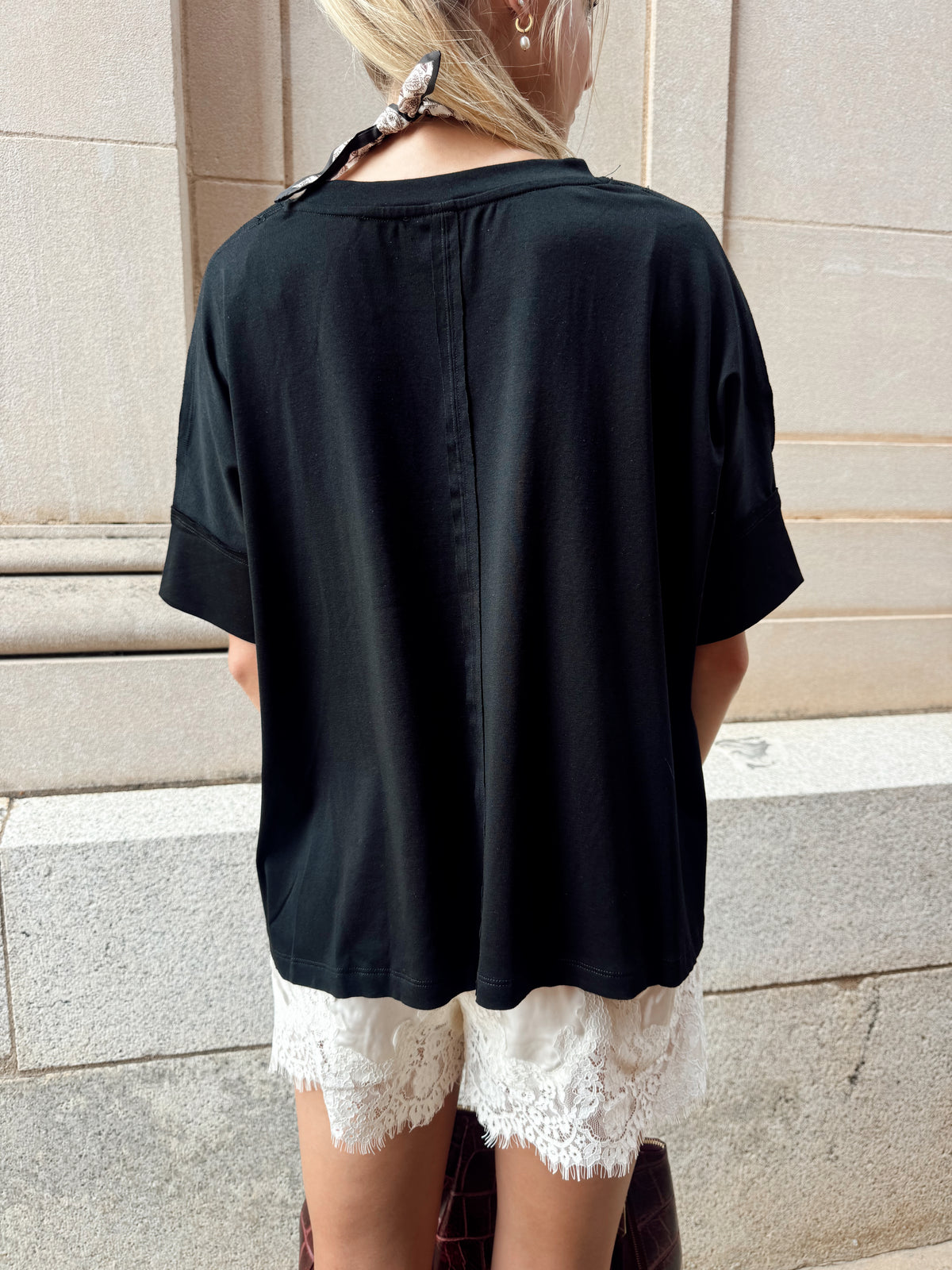 Oversized Round Neck Tee - Black