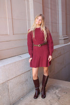 Burgundy Ribbed Sweater Dress