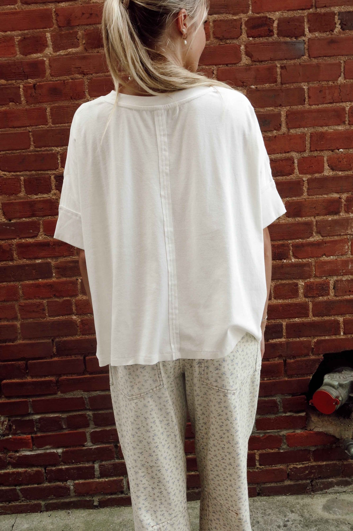 Oversized Round Neck Tee - White