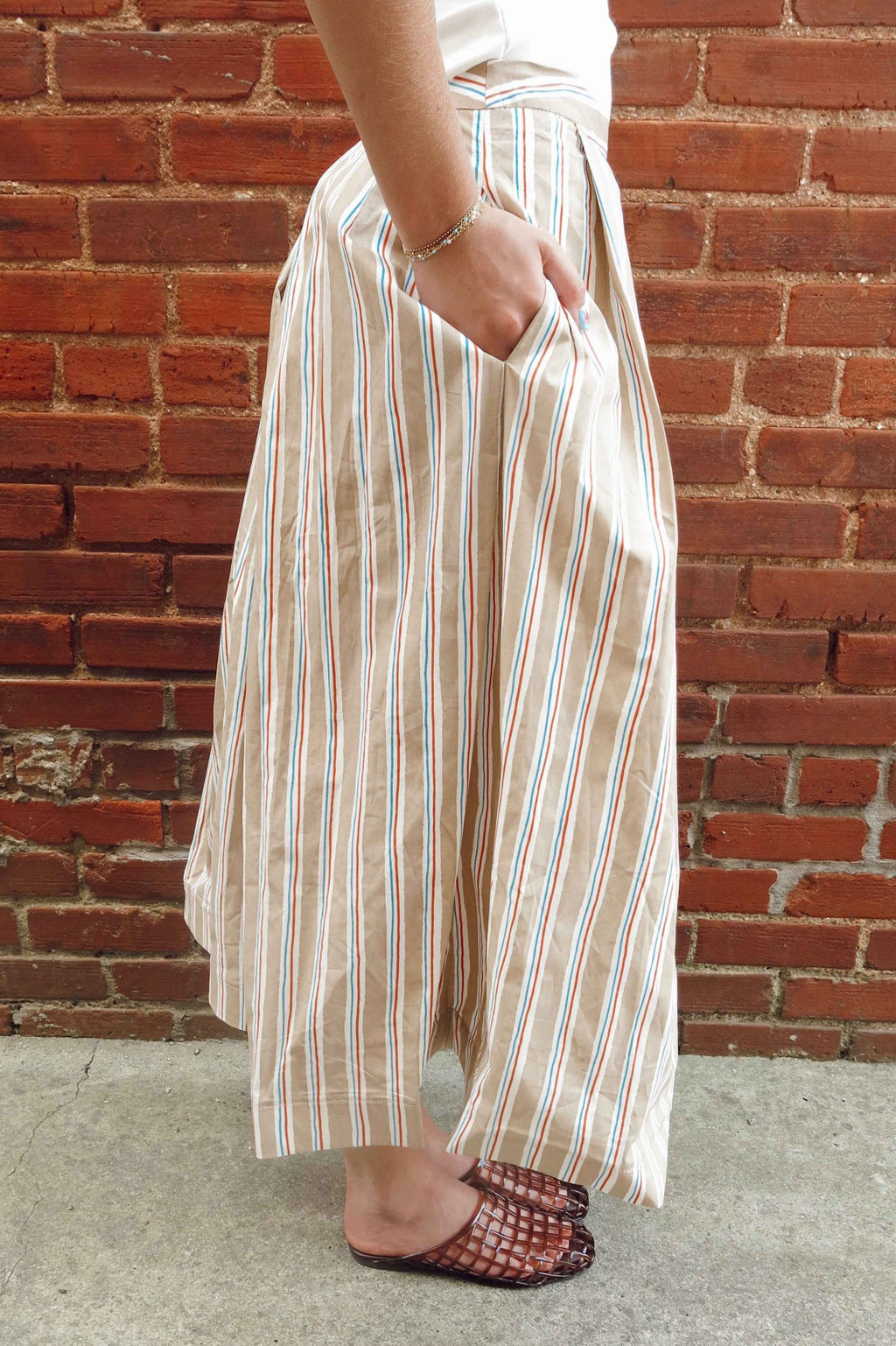 Beige Striped Skirt