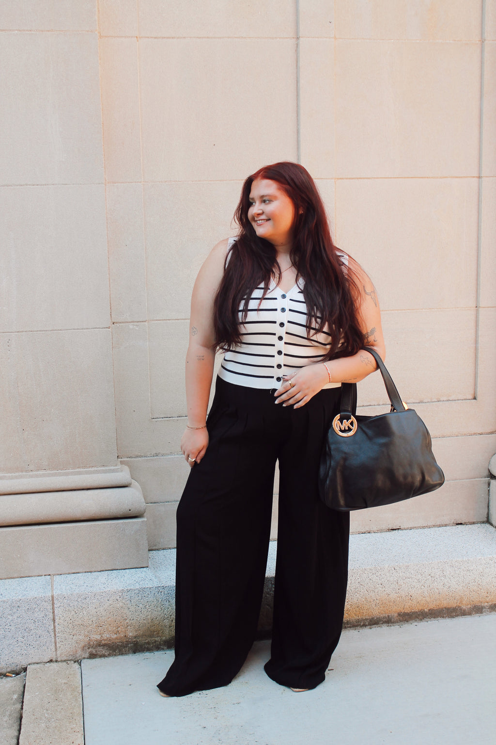 Stripe Button Down Vest Top