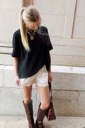 Satin Lace-Trim Shorts- Cream