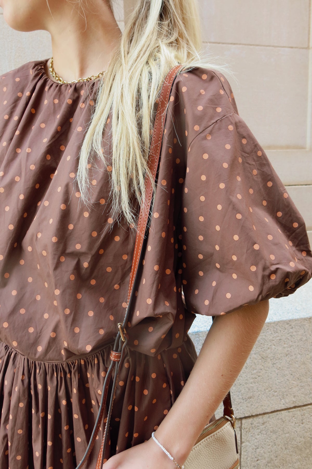 Brown Polka Dot Bubble Top