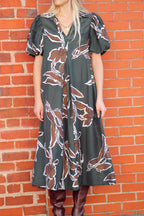 Puff Sleeve Midi - Hunter Green
