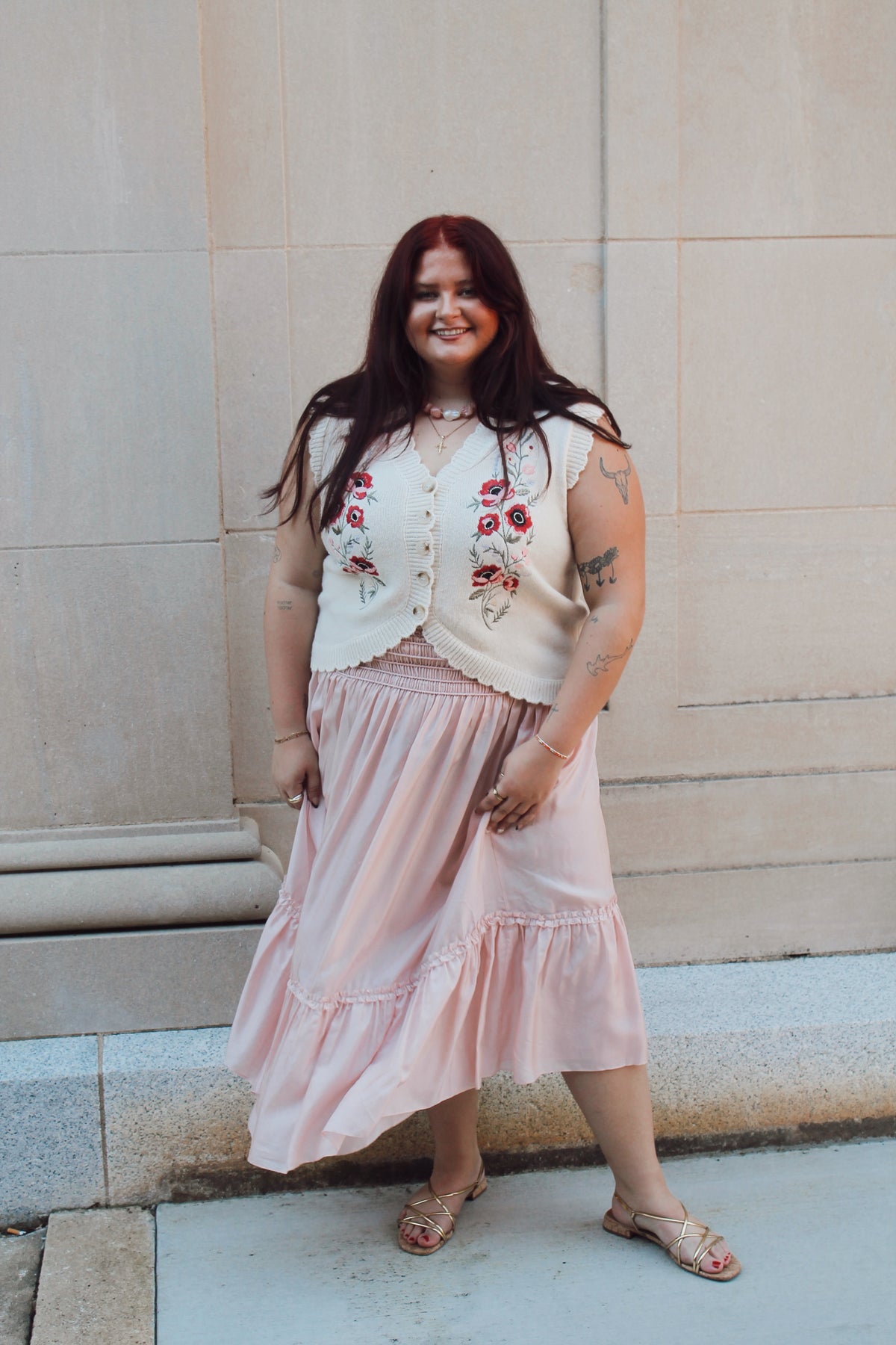 Floral Embroidered Sweater Vest