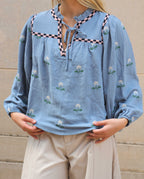 Floral Embroidered Babydoll Top