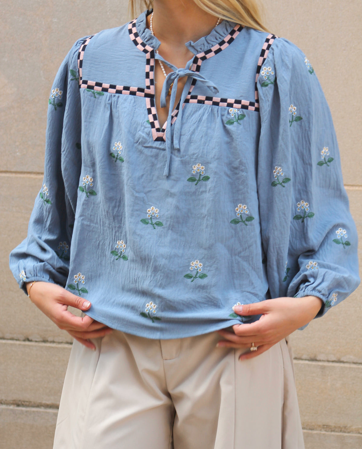 Floral Embroidered Babydoll Top