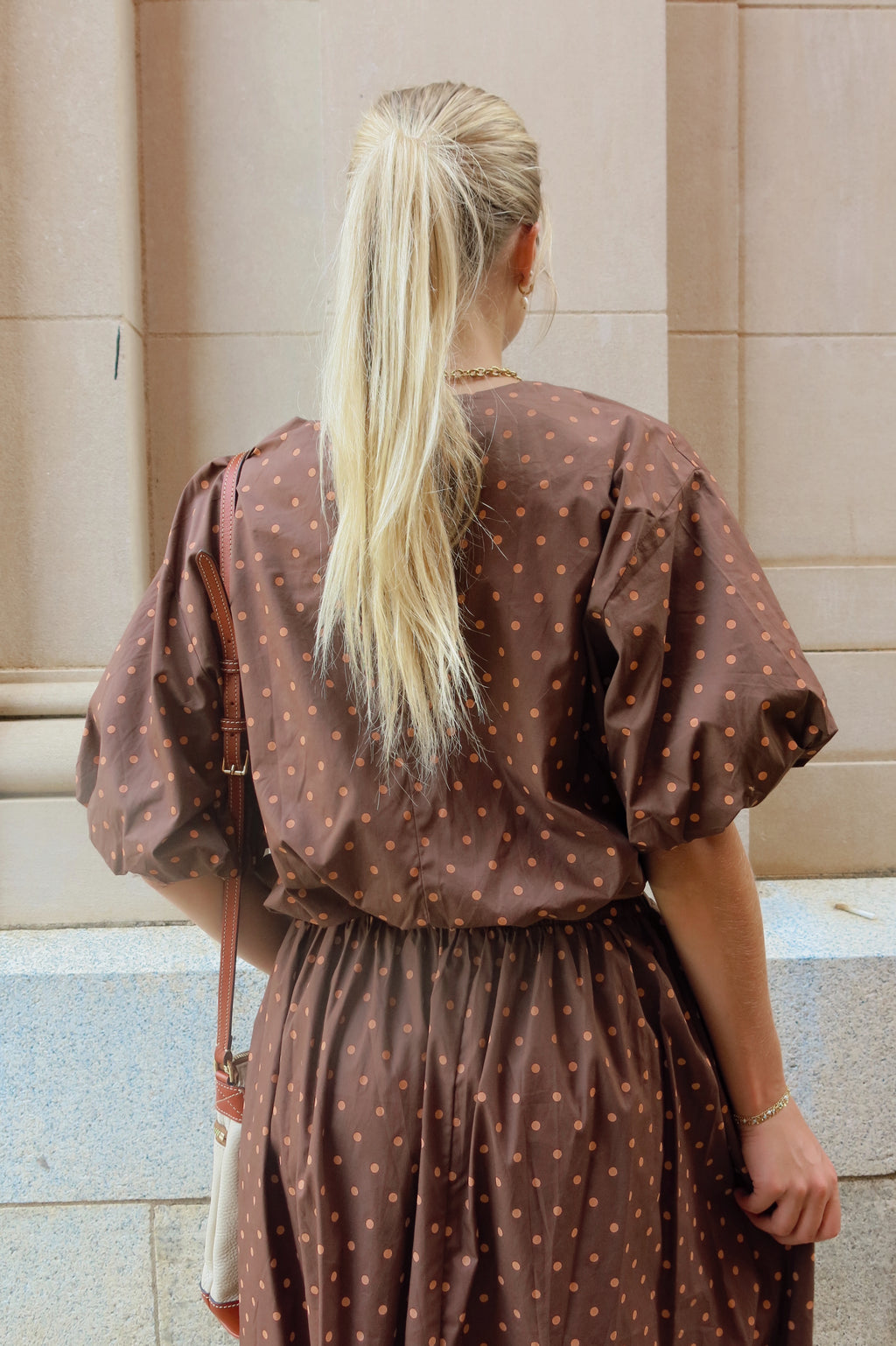 Brown Polka Dot Bubble Top