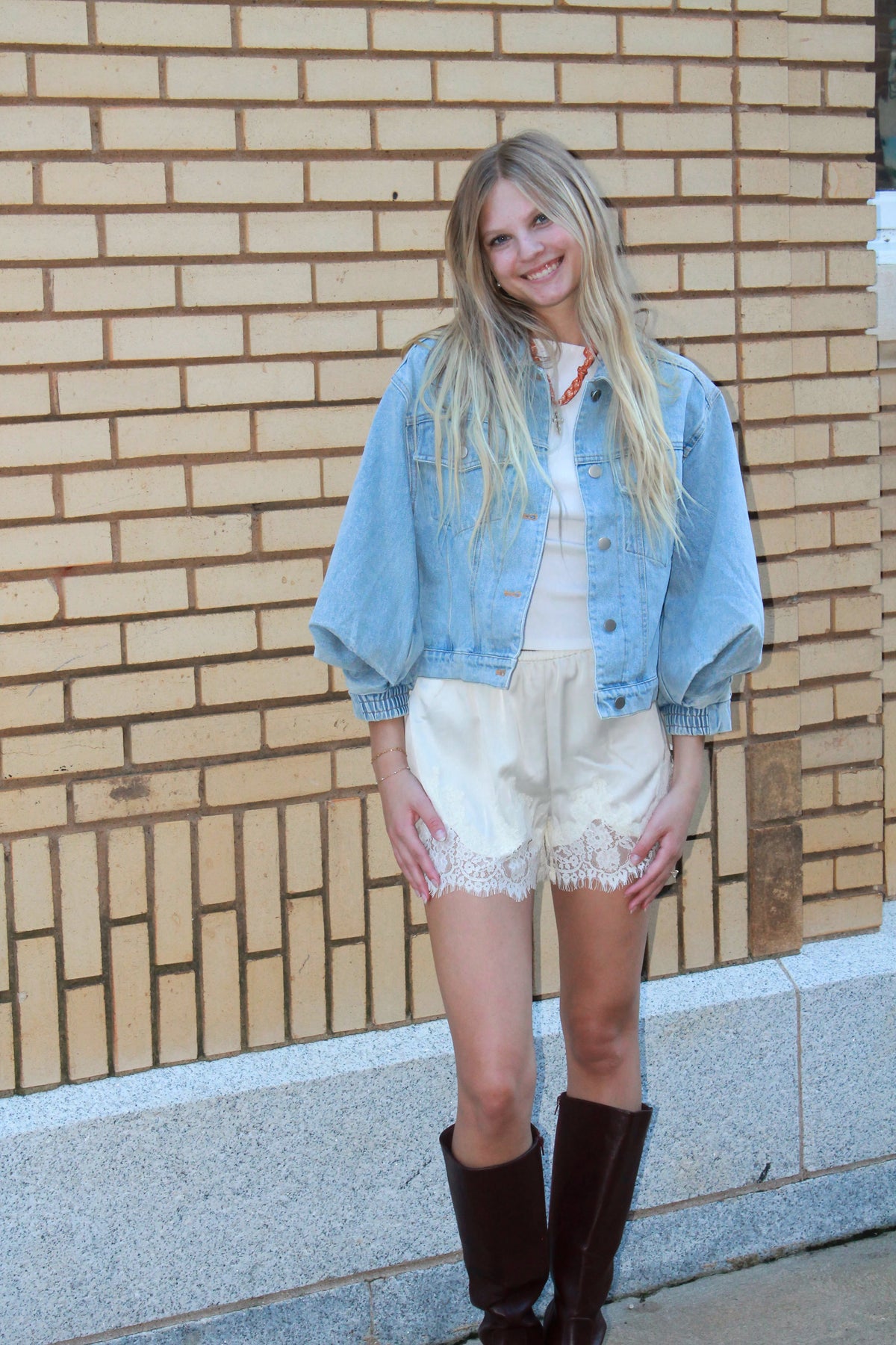 Structured Sleeve Denim Jacket
