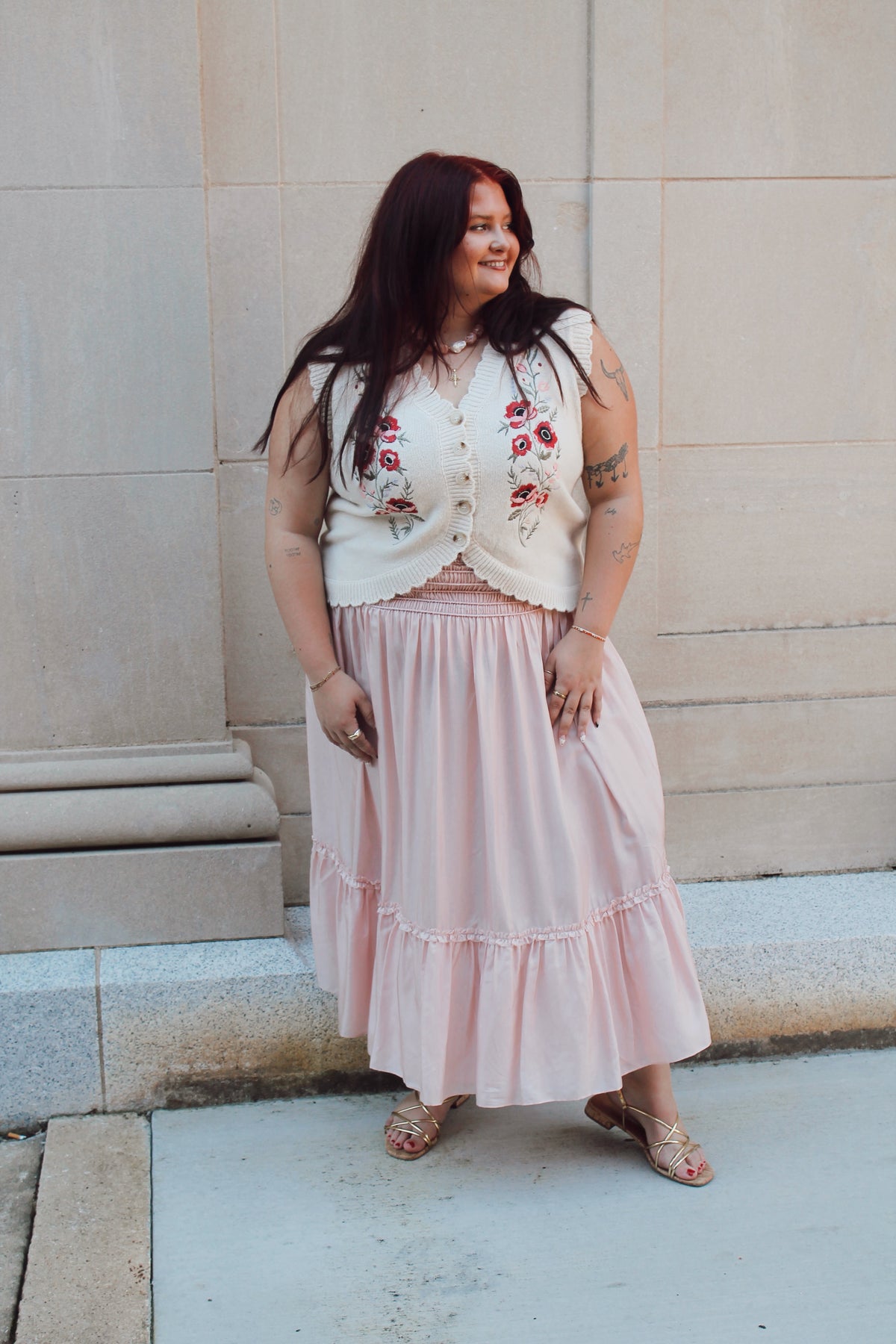 Floral Embroidered Sweater Vest