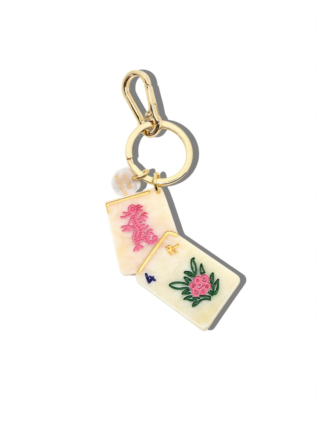Handpainted Flower Mahjong Bag Charm/Keychain