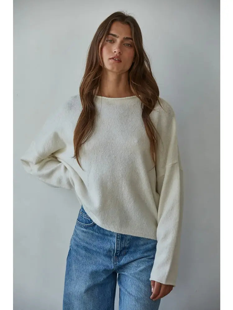 Rolled Neck Sweater - Cream