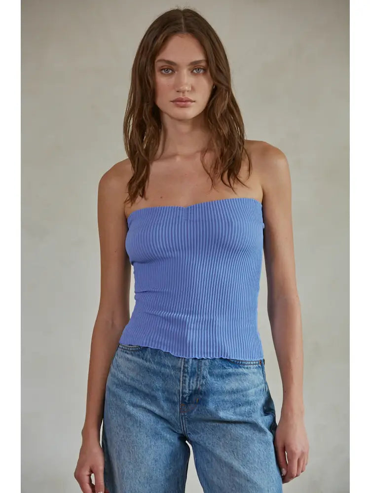 Ribbed Tube Top Blue