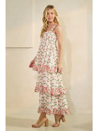Tiered Floral Pink Maxi