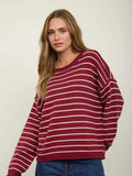 Stripe Sweater- Burgundy & Cream