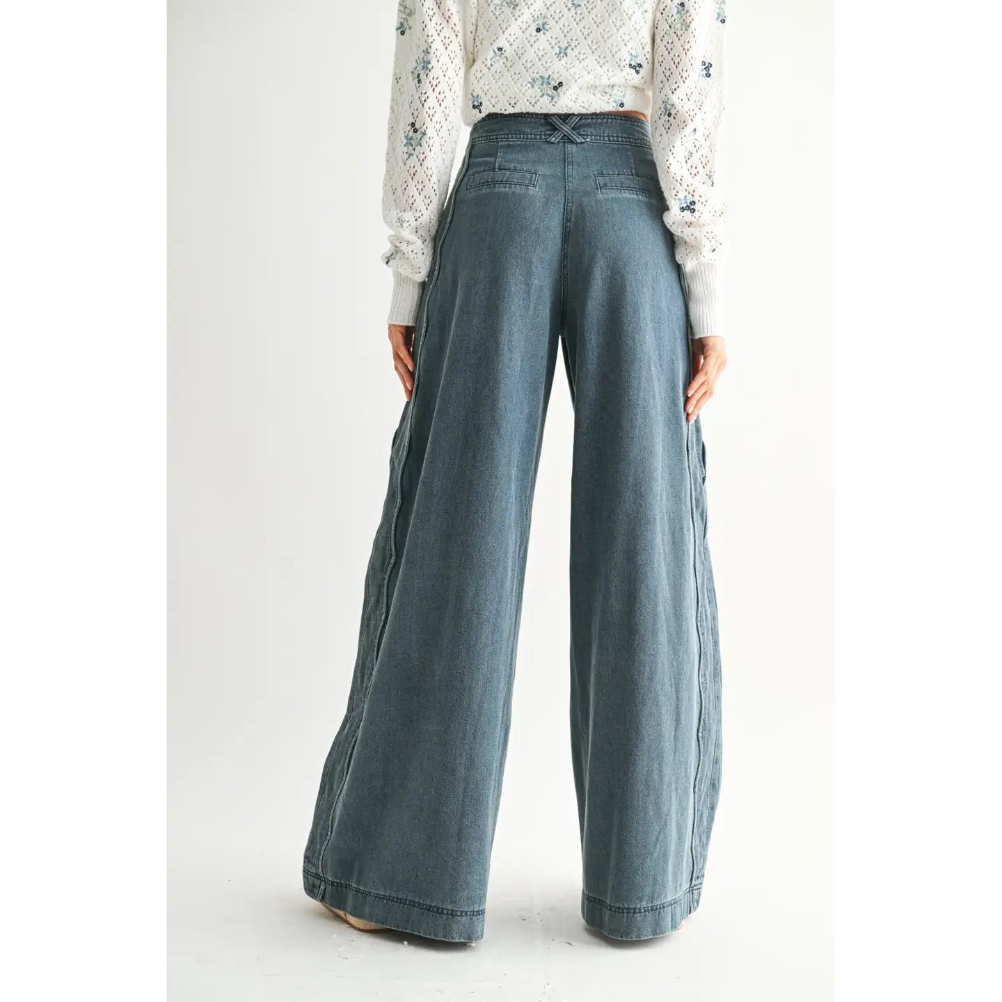 Scallop Wide Leg Denim