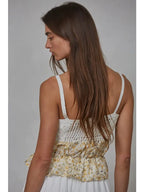 Crochet Cotton Tie Front Tank - Floral