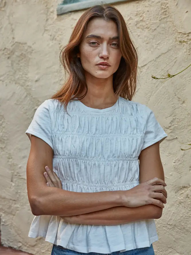 Woven Smock Short Sleeve Tee